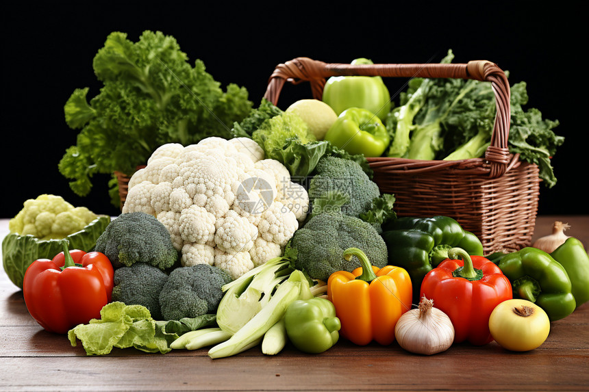 丰收的农产品摆在桌上高清图片下载-正版图片600474454-摄图网