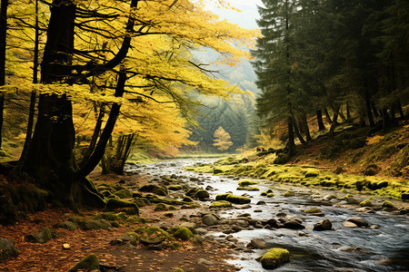 林间自然的小溪图片