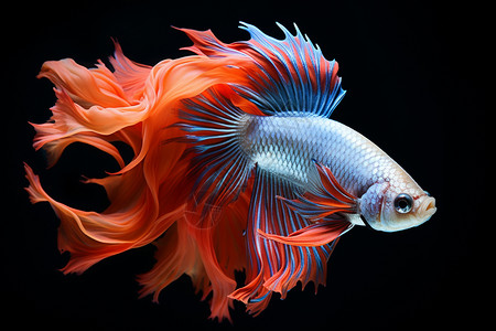 美丽的长尾红蓝金鱼图片