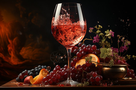 玻璃杯中的红葡萄酒图片