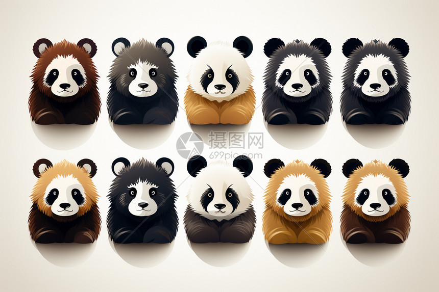 熊猫图标的集合图片
