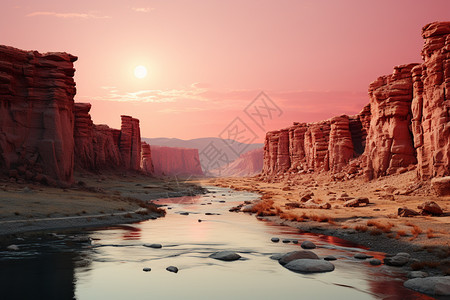 梦幻粉色的沙漠景观图片