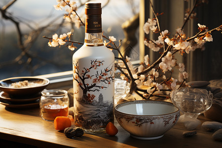 中式立体雕花陶瓷酒具图片