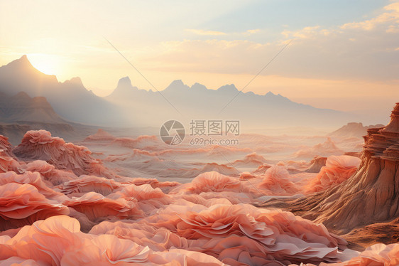 幻想中奇妙的粉色沙漠图片