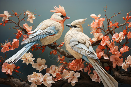 鸟语花香的艺术品图片