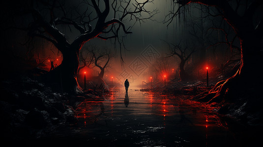 黑暗的神秘森林插图图片