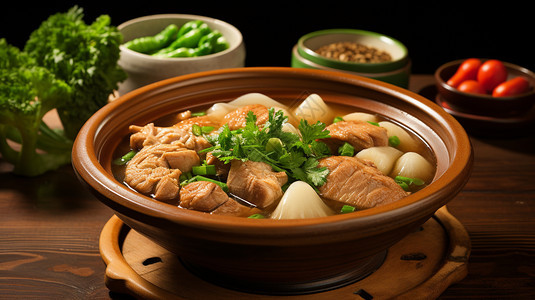 传统特色美食的砂锅鸡汤图片