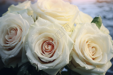 白色玫瑰花束图片