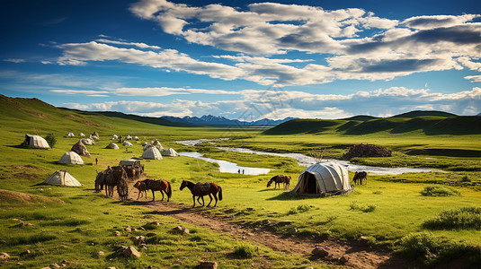 美丽的内蒙古草原景观图片