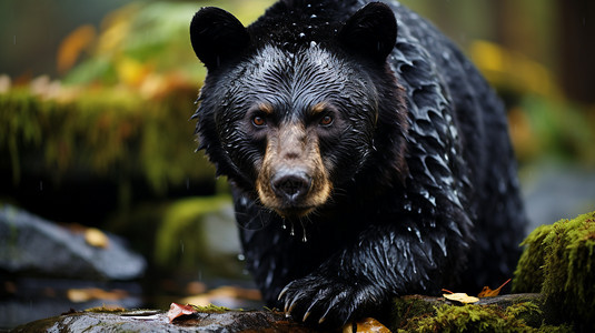 凶猛可怕的黑熊背景图片