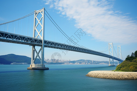 连接海洋两岸的吊桥图片