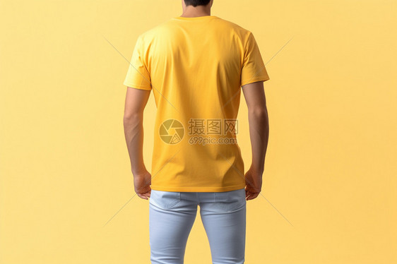 穿黄色T恤的男士图片
