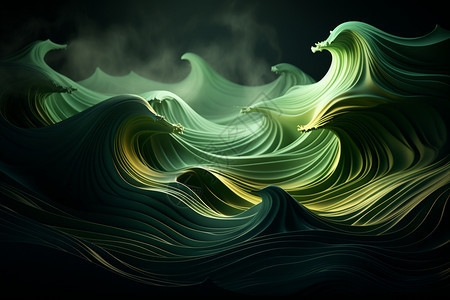 美丽的动态绿色浪花背景图片