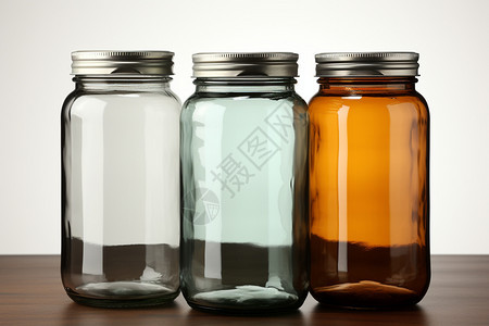 清新透明的三个罐子背景图片