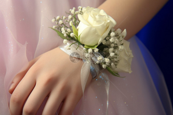 新娘手腕上的鲜花装饰图片
