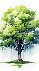 创意艺术的绿色树木插图图片