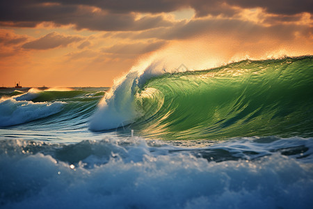 日出海洋的大浪图片