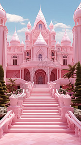 创意艺术芭比粉城堡背景图片
