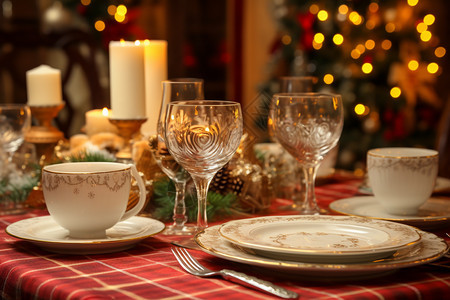 圣诞晚餐的美丽盛景图片