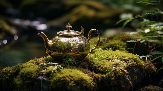 古风茶壶古雅铜制茶壶设计图片