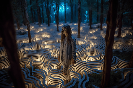 神秘森林中的梦幻女子图片