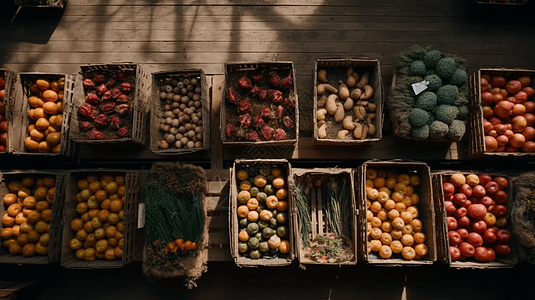 市场摊位上的新鲜蔬果背景图片
