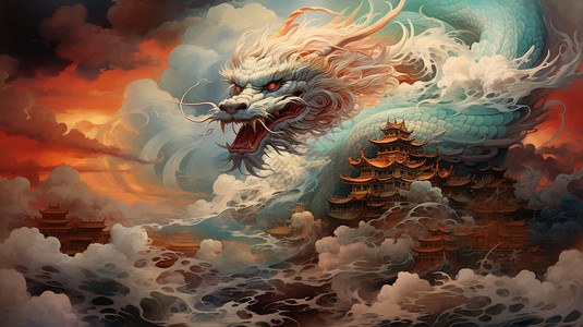 盘旋的中国龙背景图片