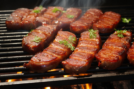 烤架上的好吃的肉图片