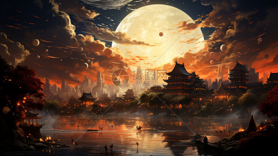 中秋节月亮的海报图片
