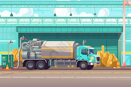 水泥工业现代城市的垃圾处理厂插画