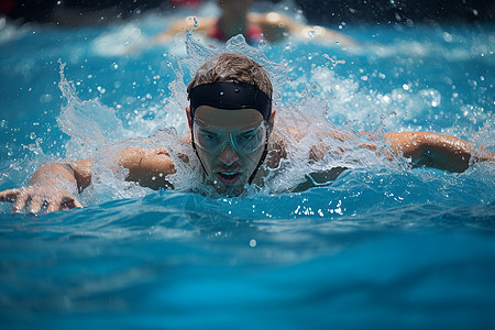 水中游泳比赛的男人图片