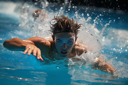 活力泳池中的运动员图片