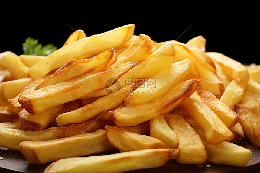 金色美味：薯条与香菜的搭配图片