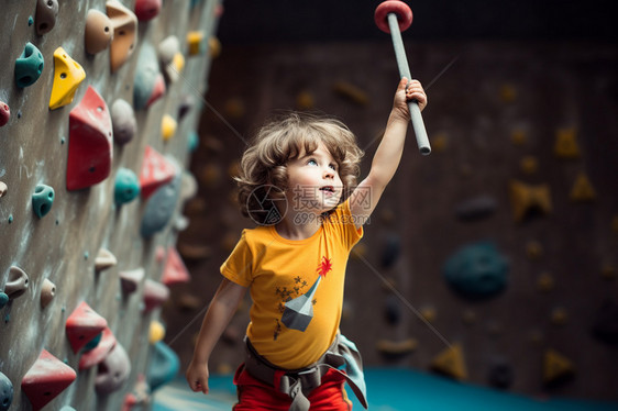 热爱攀岩运动的小男孩图片