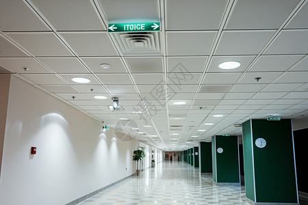 个现代办公大楼的室内走廊图片