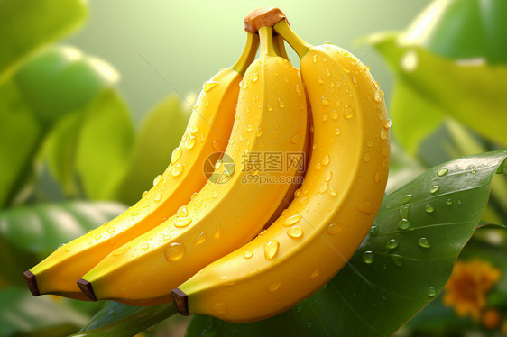 香蕉上的雨滴图片