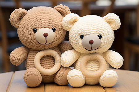 毛线编织的可爱玩具熊图片