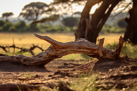 非洲木材大草原上的树枝背景