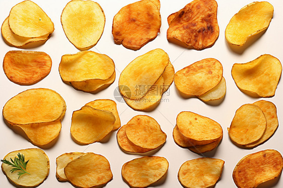 新鲜烤制的薯片图片