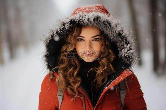冬季街道上时尚的女士图片