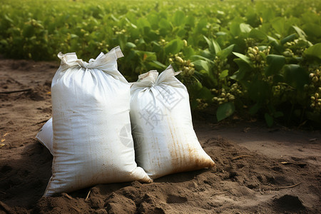 化肥包装农田中的天然肥料背景
