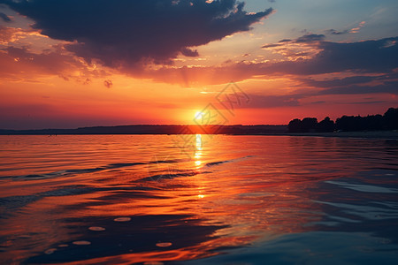 夏季美丽的海上日落图片