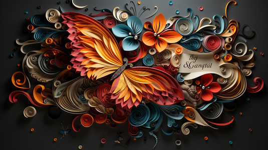 创意的蝴蝶花朵壁纸背景图片