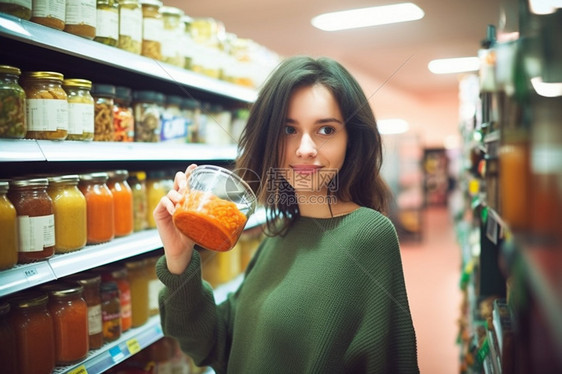 超市里的女孩图片