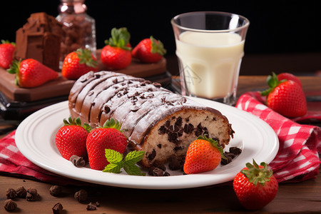 甜品店的巧克力草莓蛋糕图片