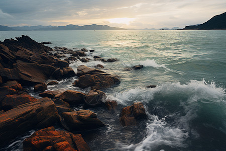 夏季清澈的海水景观图片