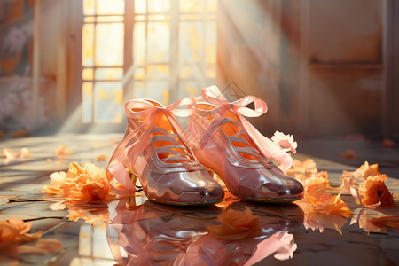 时尚的芭蕾舞鞋背景图片