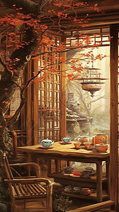 古朴的茶室图片