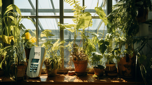 阳光下的室内植物图片