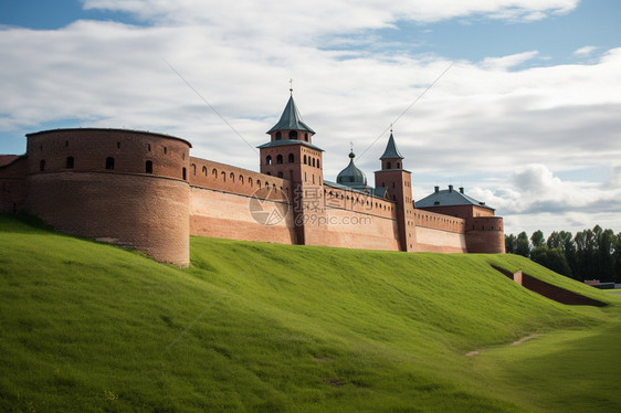 夏季历史欧洲建筑城堡的景观图片